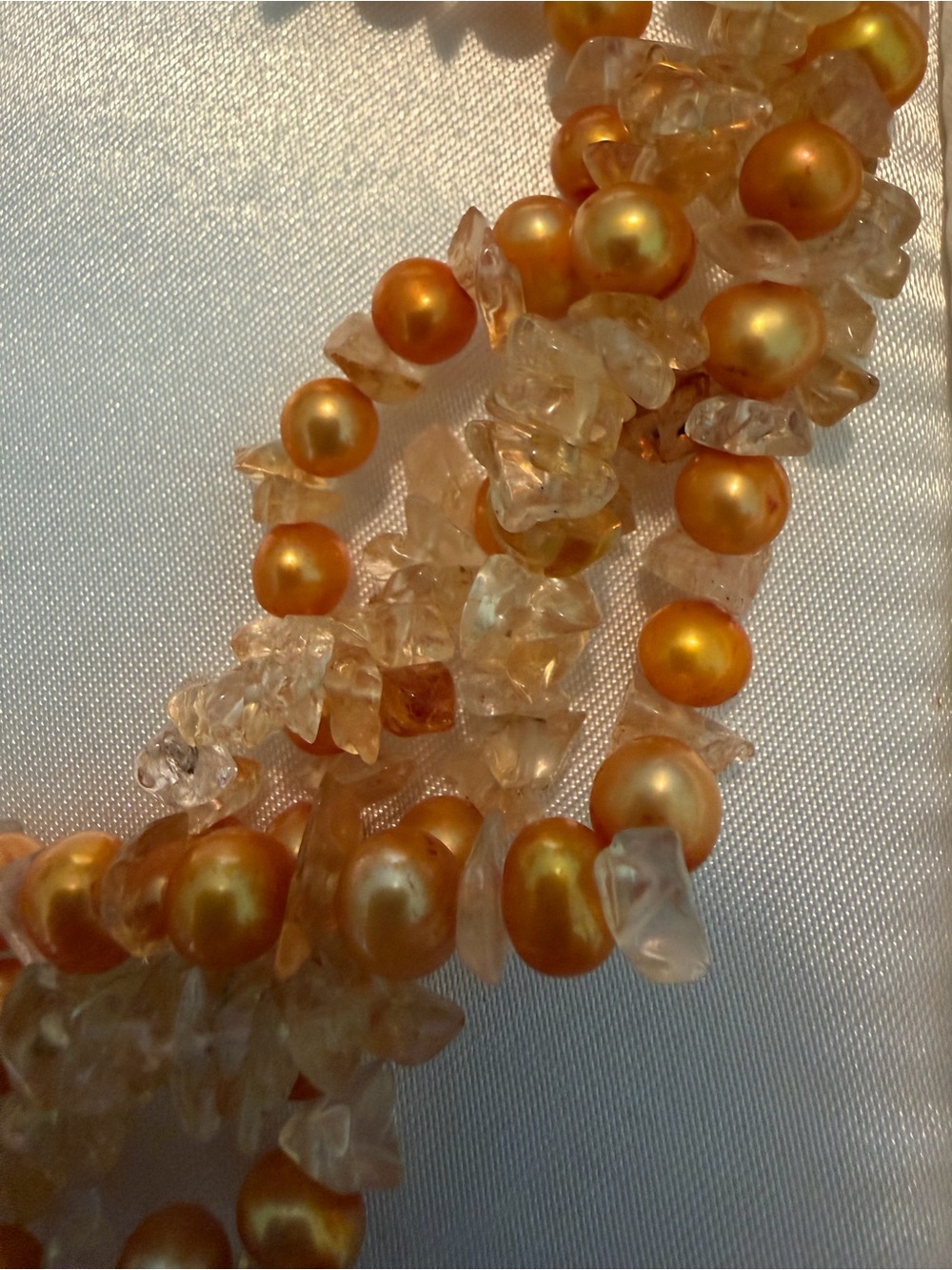 Ross-Simons 4 Row Twisted gold and pearl citrine Necklace